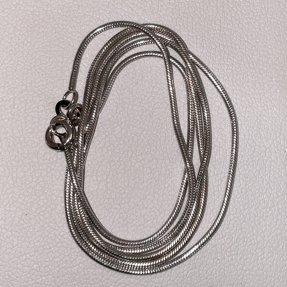 Solid Stamped 14K White Gold Fancy Italian Snake Link Neck Chain Necklace ITALY